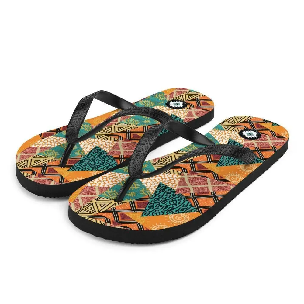 African Patchwork Flip Flops