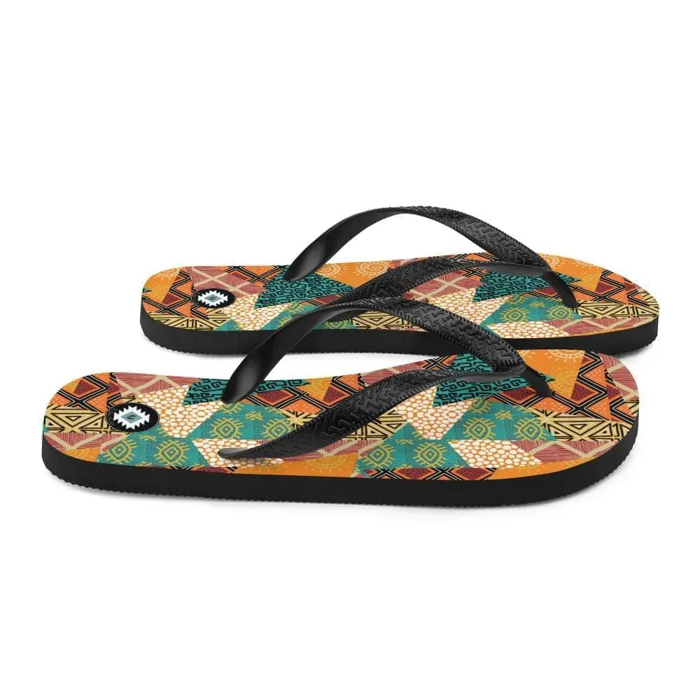 African Patchwork Flip Flops