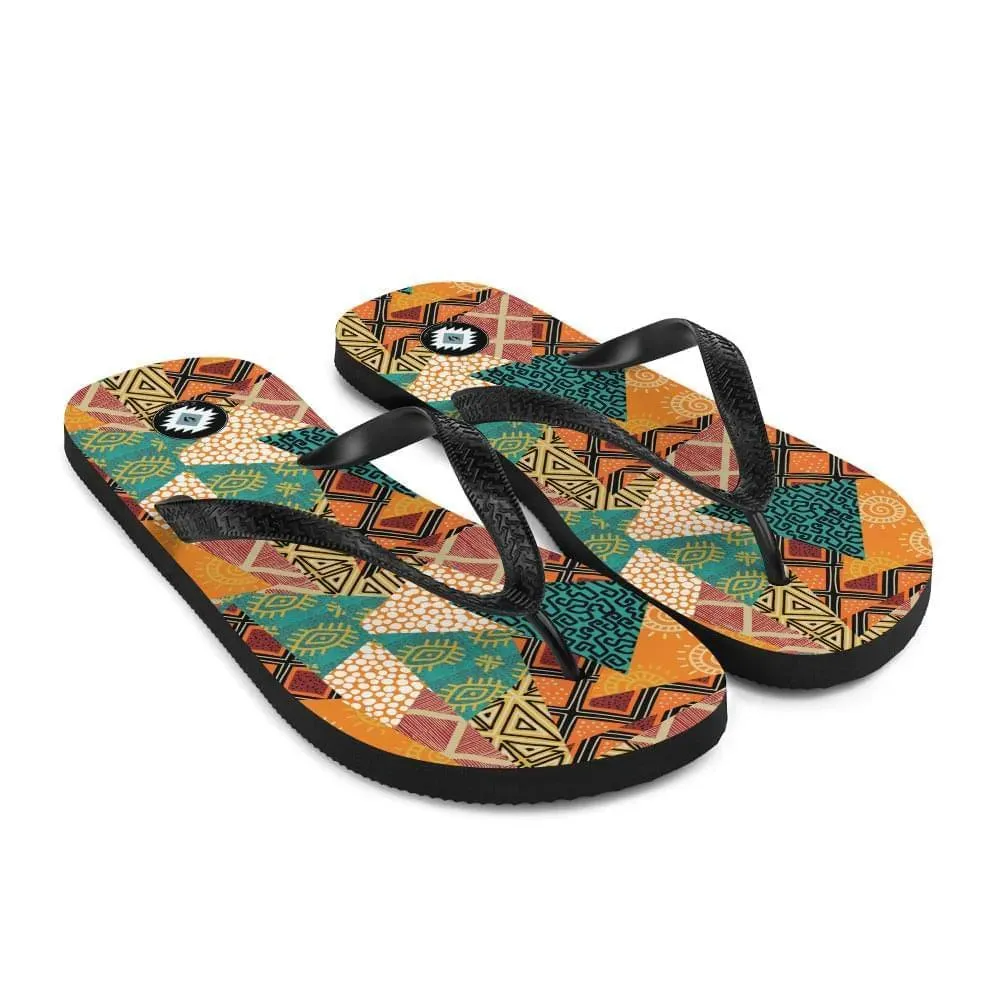 African Patchwork Flip Flops