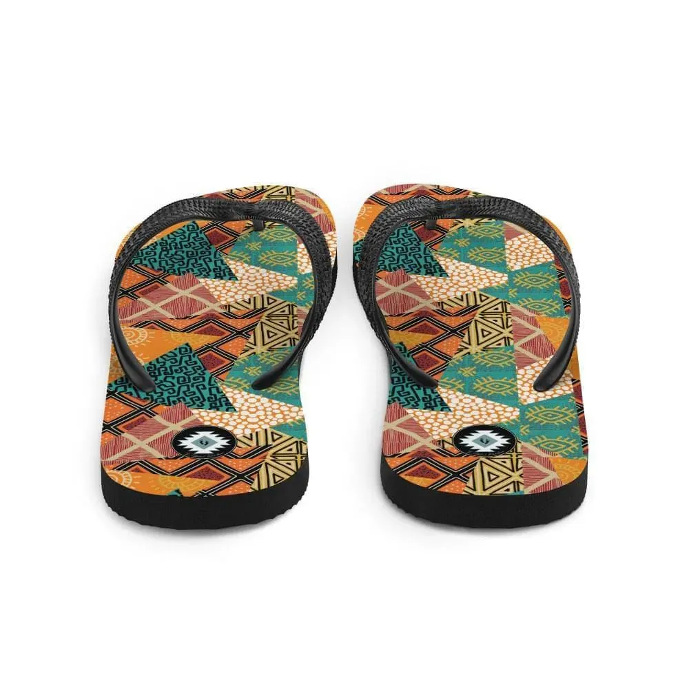 African Patchwork Flip Flops