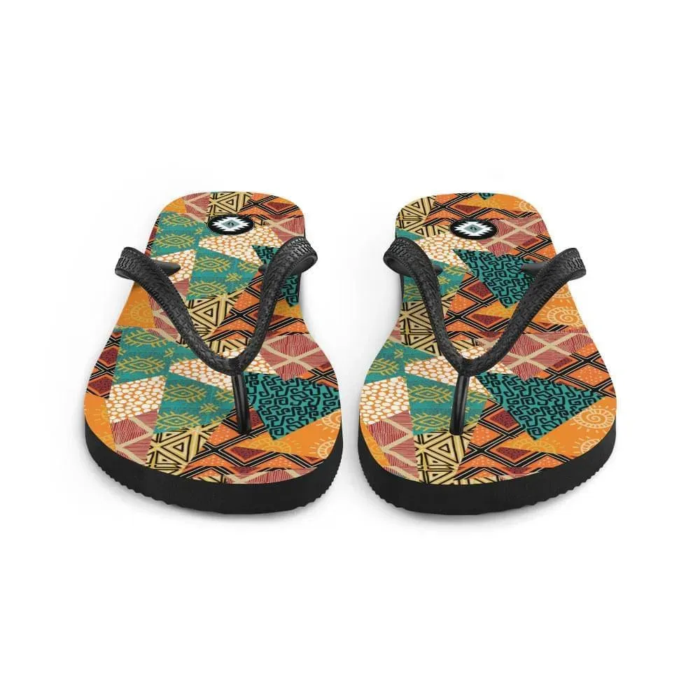 African Patchwork Flip Flops