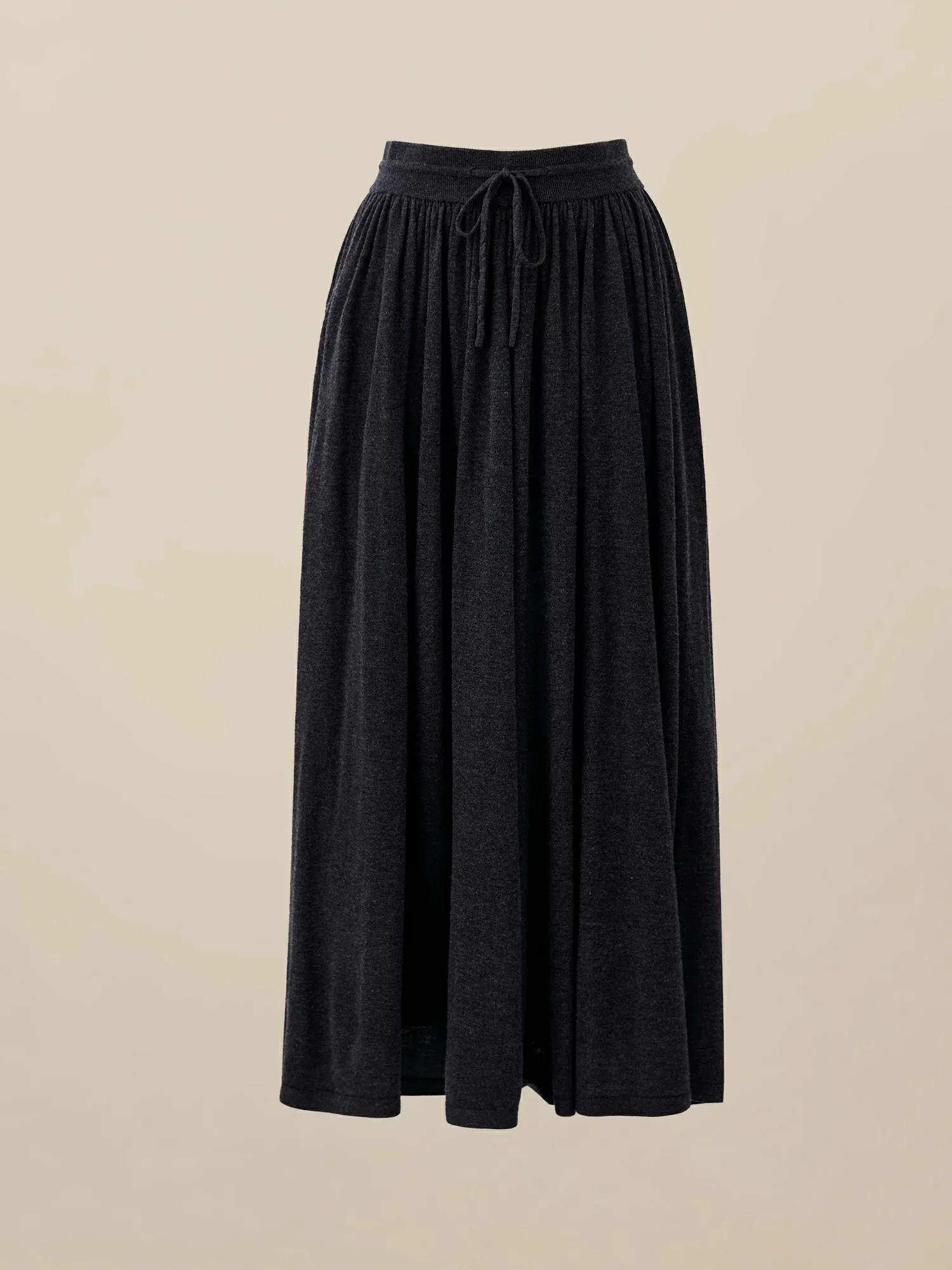 Amoretu Wool Pleated Elastic Waist Skirt