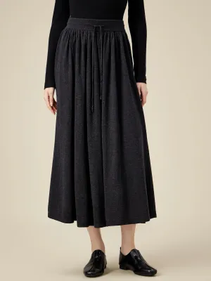 Amoretu Wool Pleated Elastic Waist Skirt