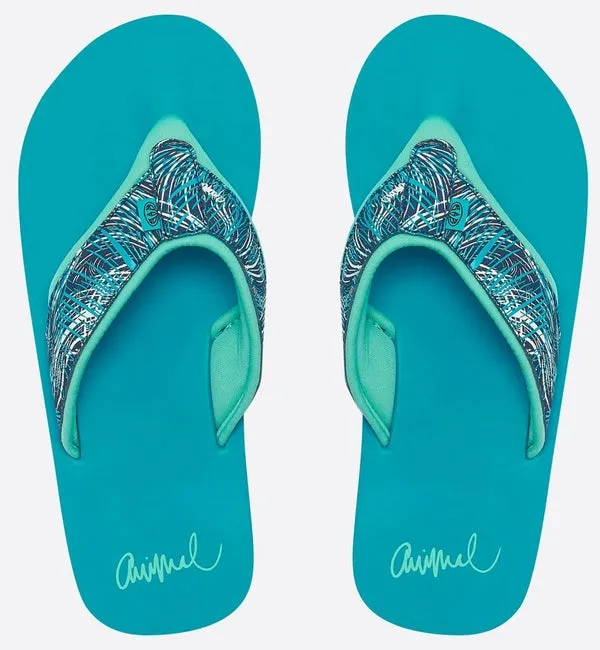 Animal Womens Swish Upper AOP Flip Flops  - Capri Blue