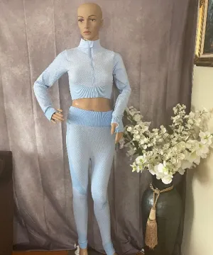 Baby blue 2 piece crop legging set