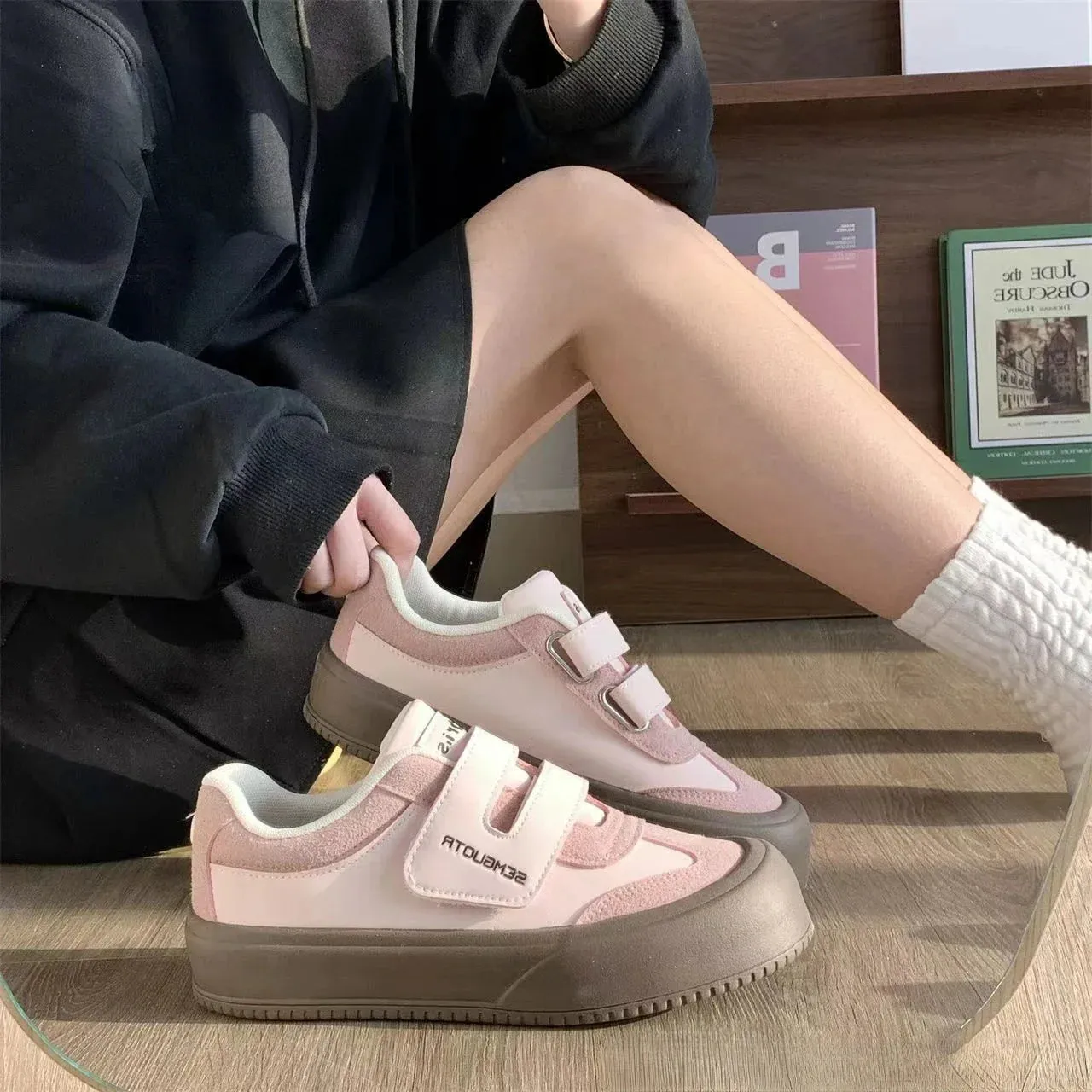 binfenxie  -  Pink Platform Sports Shoes Spring Summer 2024 Women's Sneakers Tennis Female Flats Casual Vulcanize Korean Fashion Footwear