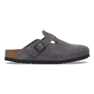 Birkenstock Boston Suede Leather 1028602 Ladies Velvet Grey Suede Buckle Slip Ons