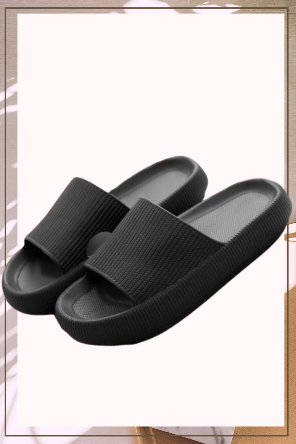 Black Slides Thick Platform Comfy Rubber Sandals