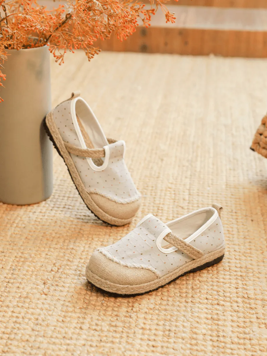 Cactus Rose | Aletta Dots Linen Espadrilles - Apricot