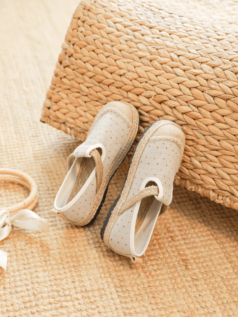 Cactus Rose | Aletta Dots Linen Espadrilles - Apricot