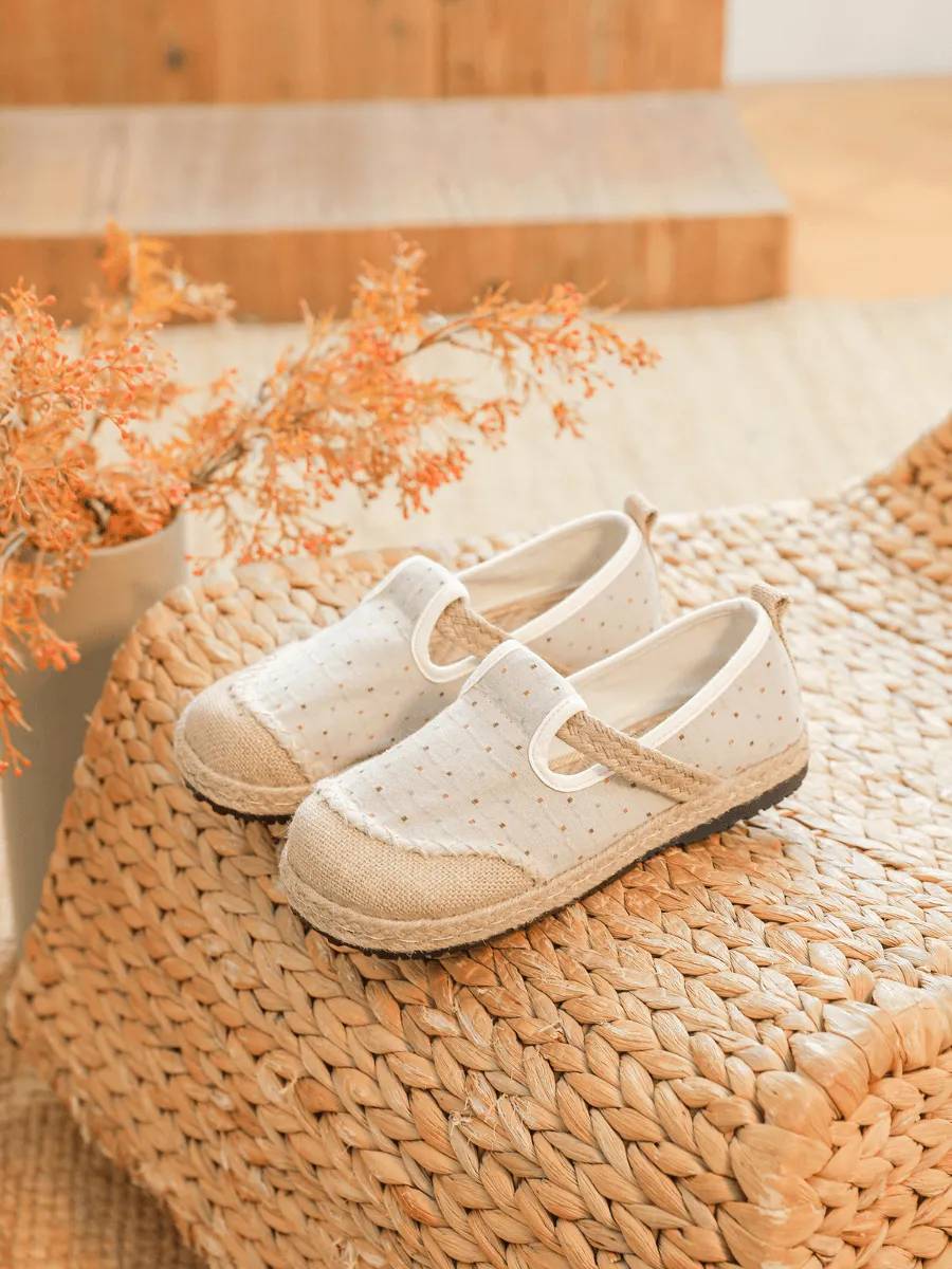 Cactus Rose | Aletta Dots Linen Espadrilles - Apricot