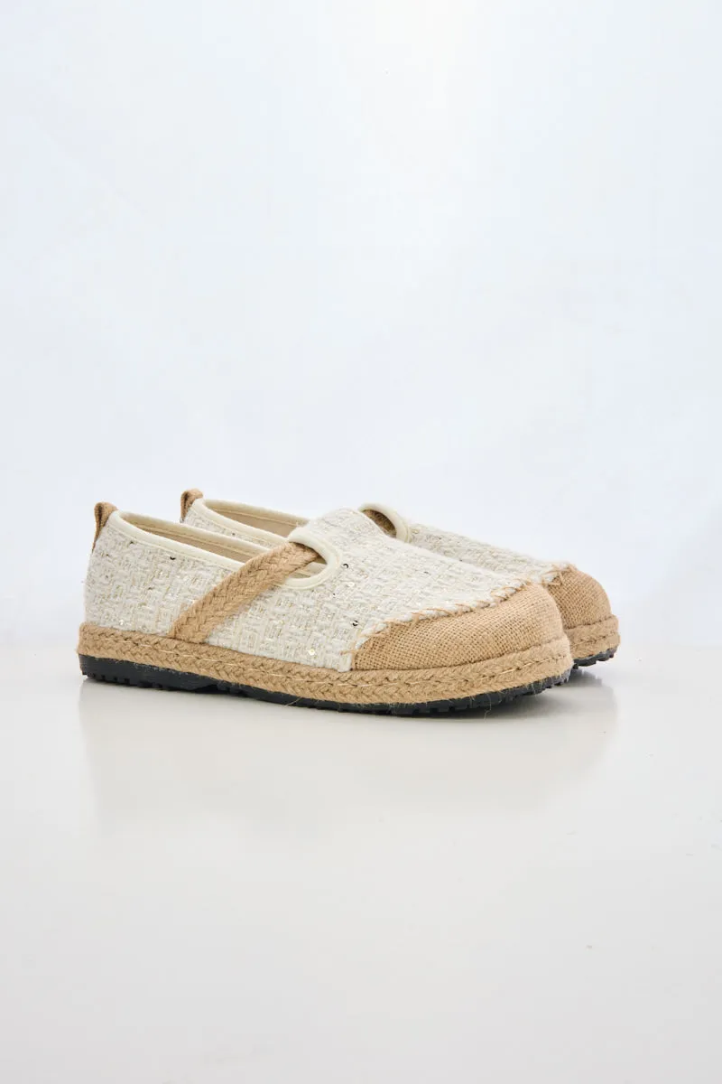 Cactus Rose | Renata Sparkle Linen Espadrilles - Cream