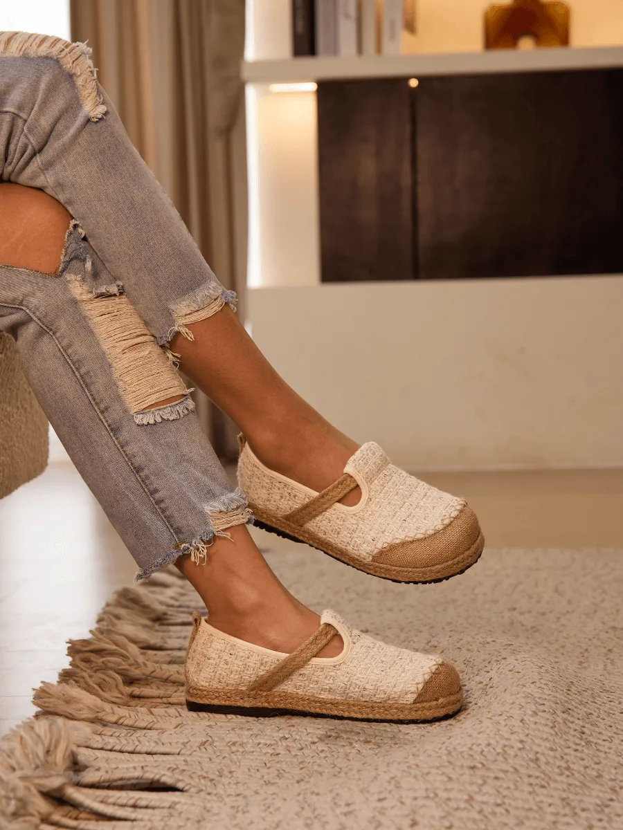 Cactus Rose | Renata Sparkle Linen Espadrilles - Cream