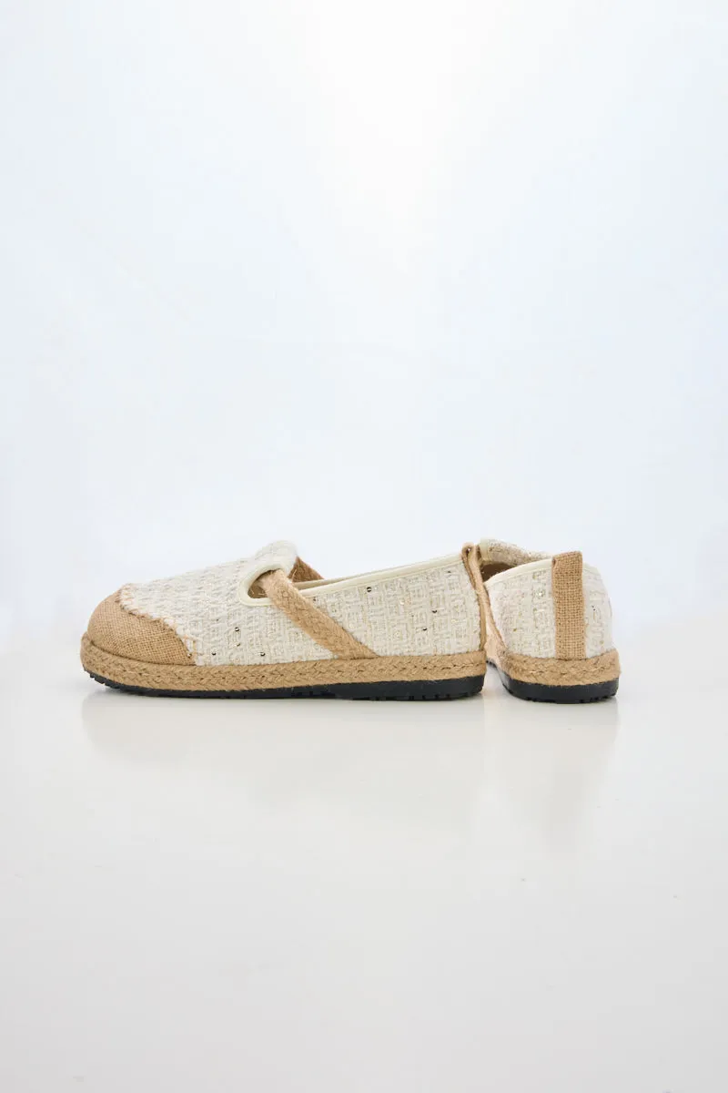 Cactus Rose | Renata Sparkle Linen Espadrilles - Cream