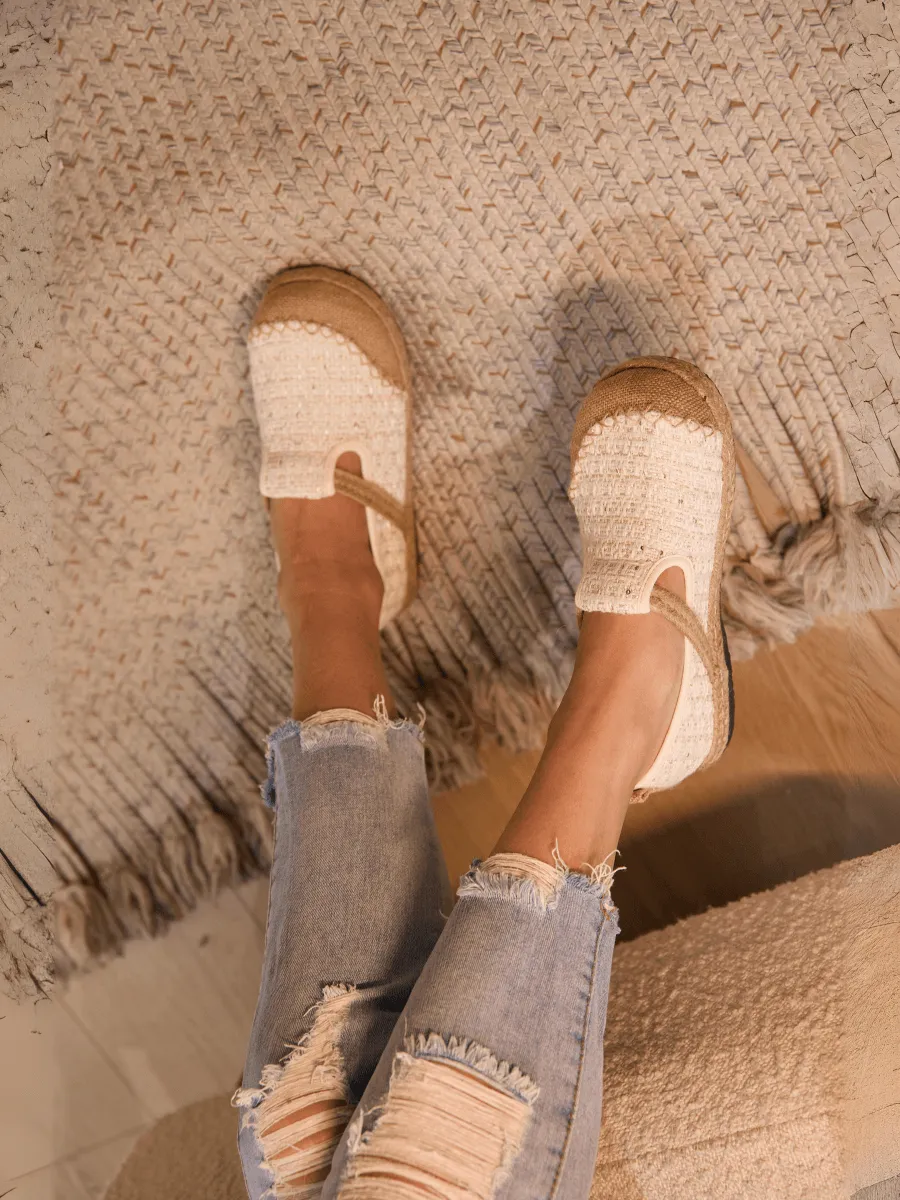 Cactus Rose | Renata Sparkle Linen Espadrilles - Cream