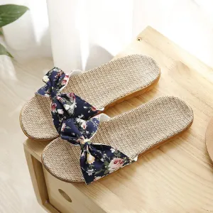 Chic Bohemian Flax Linen Slip-On Flip Flops for Women