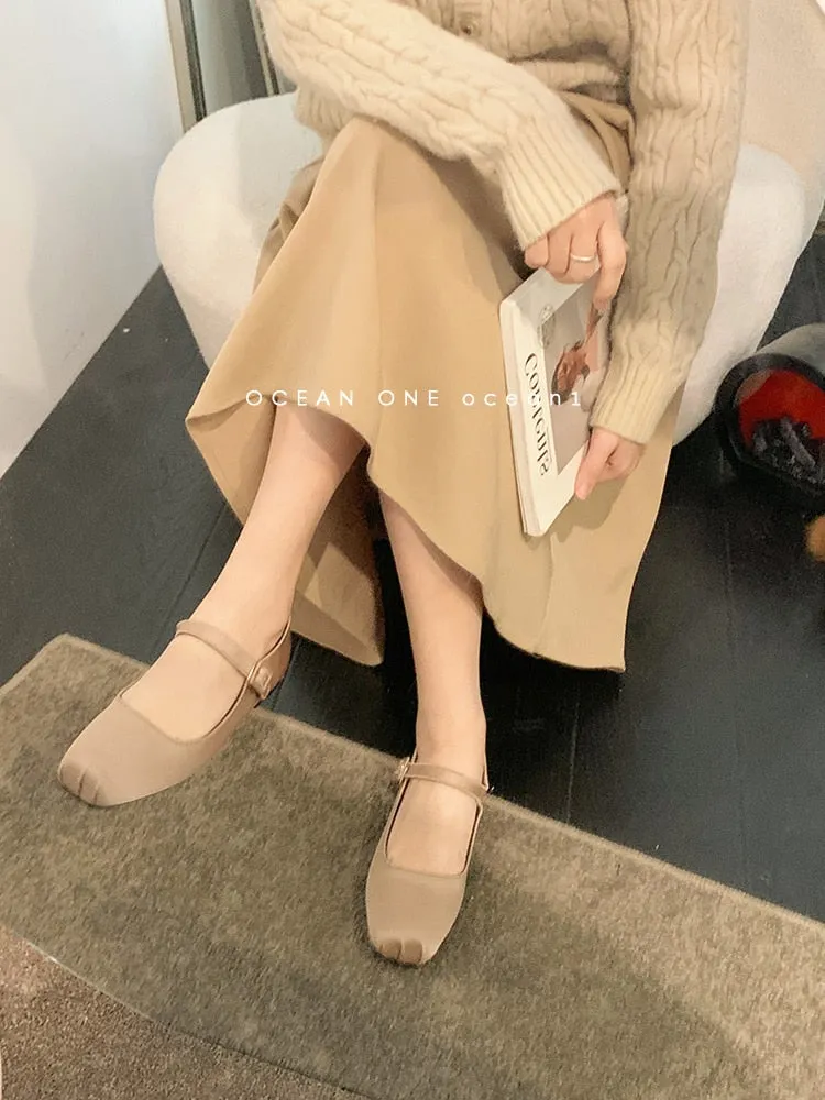 Chicmy 2023 NEW Classic Silk Ballet Shoes Buckle Strap Ballet Shoes Women Square Toe Simple Women Flats Elegant Valentine Shoes