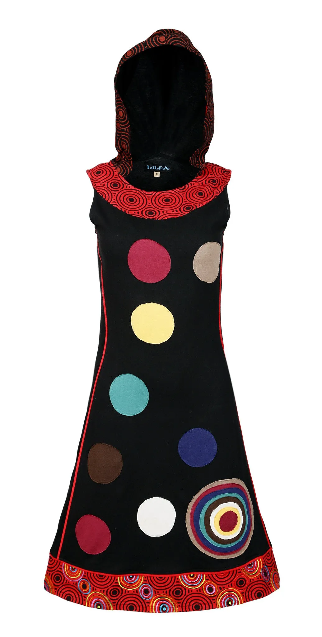 Colorful Circle Patch Sleeveless Summer Dress