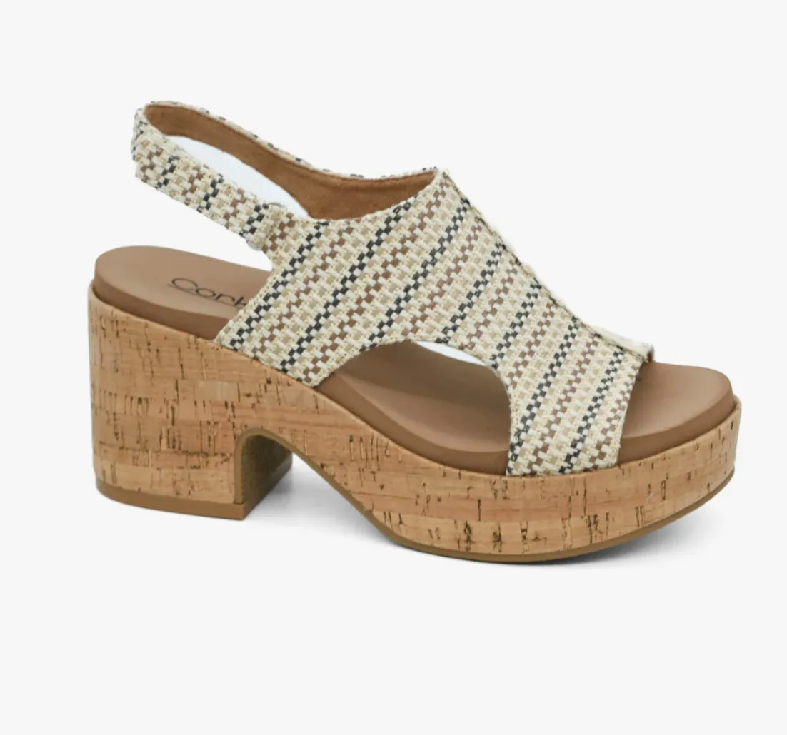 Corkys Miss Carley Wedge Tan Multi