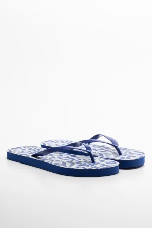 Damask Print Flip Flop Blue