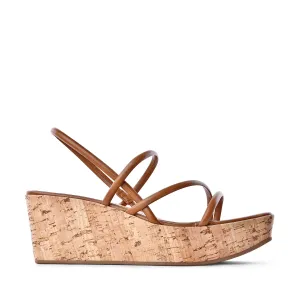 Effe Cognac Cork Platform Sandals