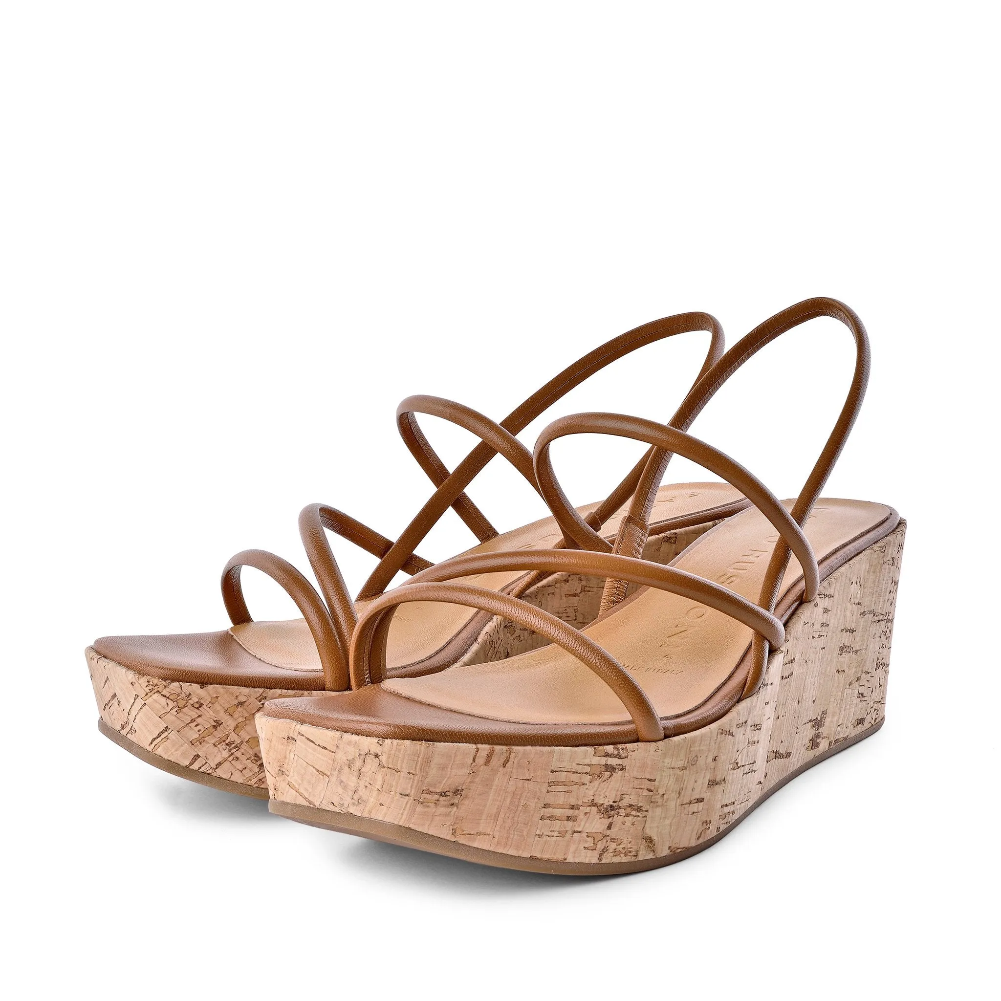 Effe Cognac Cork Platform Sandals