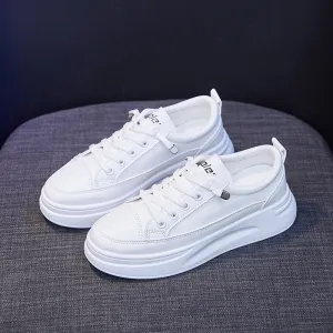 Fashion Sneakers Women Shoes Young Ladies Casual Shoes Female Sneakers Brand Woman White Shoes Thick Sole 3cm A2375