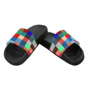 Flip-Flop Sandals, Multicolor Block Style Women's Slides