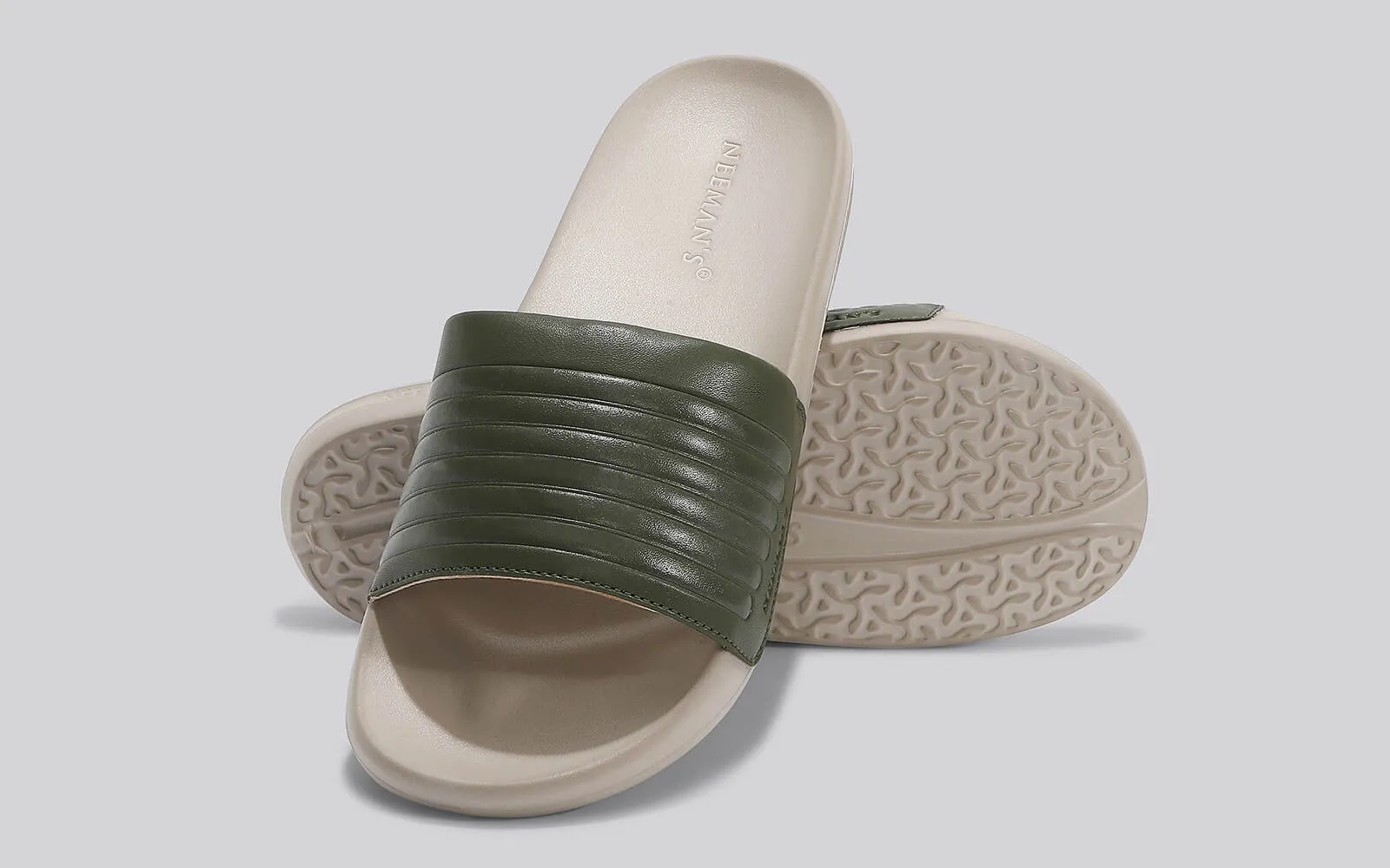 FootBed Slides for Men : Olive Beige