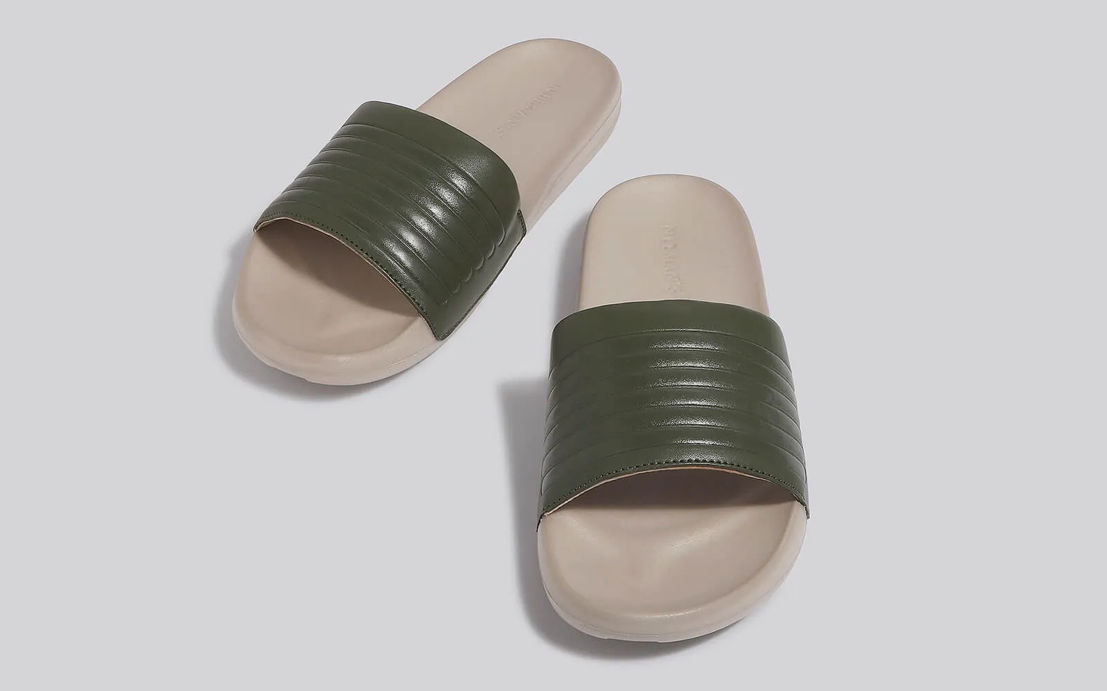 FootBed Slides for Men : Olive Beige