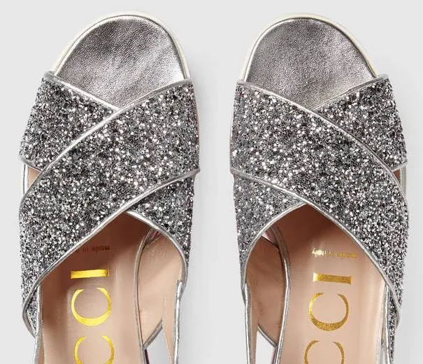 Glitter Crossover Platform Sandals