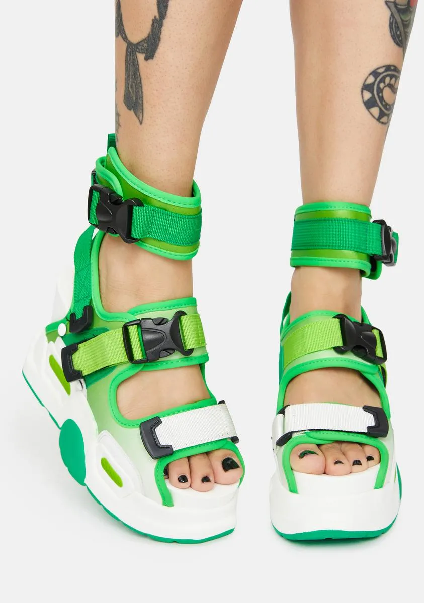 Green Mulberry Platform Sandals