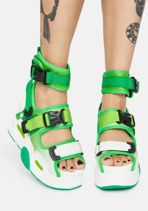 Green Mulberry Platform Sandals