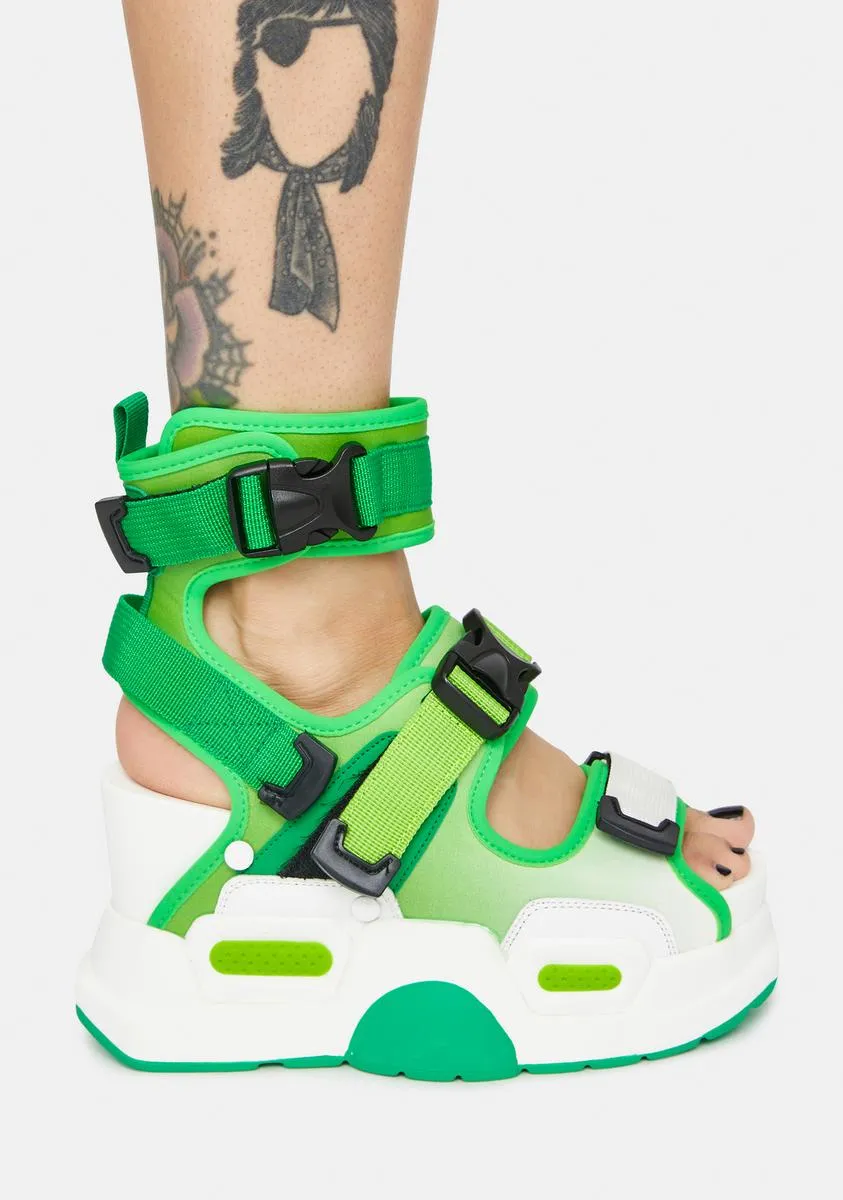 Green Mulberry Platform Sandals