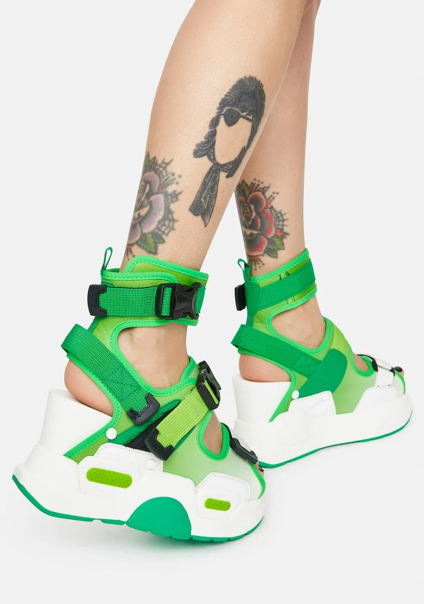 Green Mulberry Platform Sandals