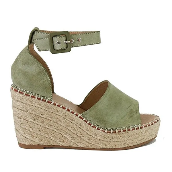 Green Wedge Sandals