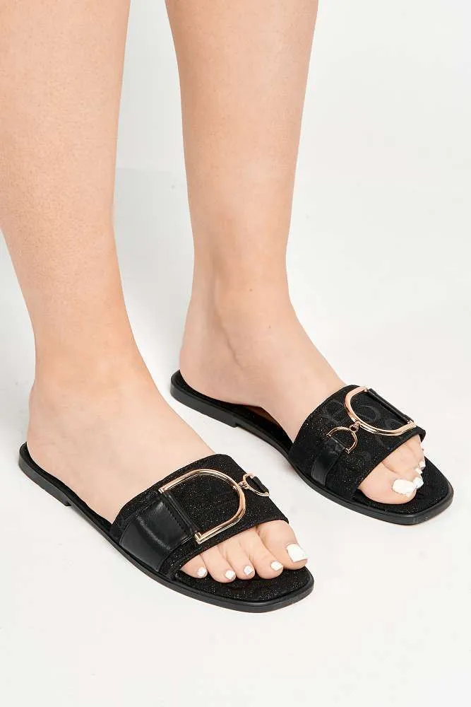 Harpey D-Link Flat Sliders in Black