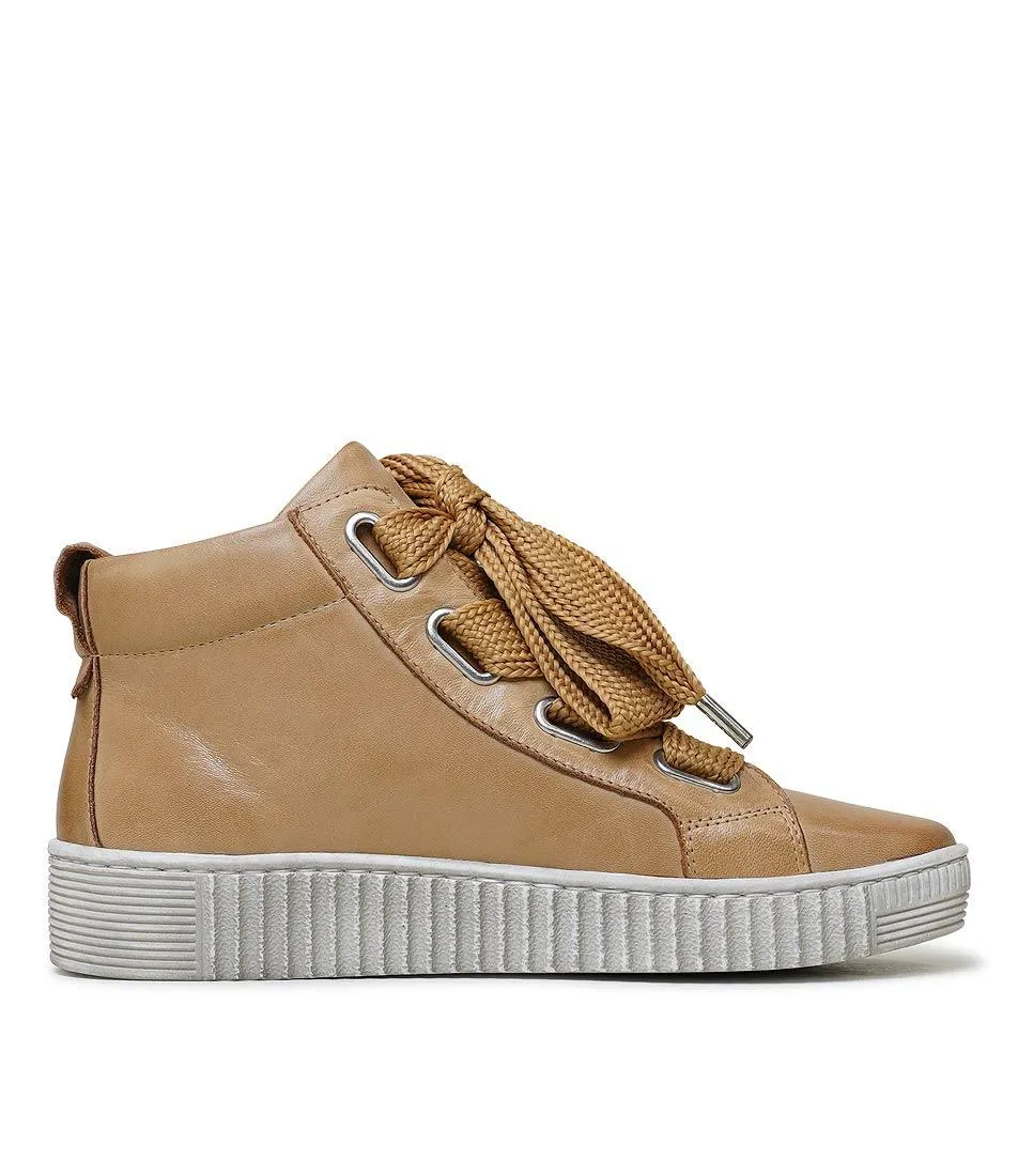 Joyous Tan Leather Sneakers