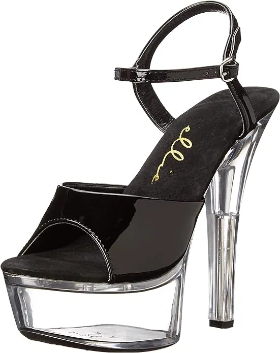 Juliet-601-C Patent/Clear 6" Heel Sandals