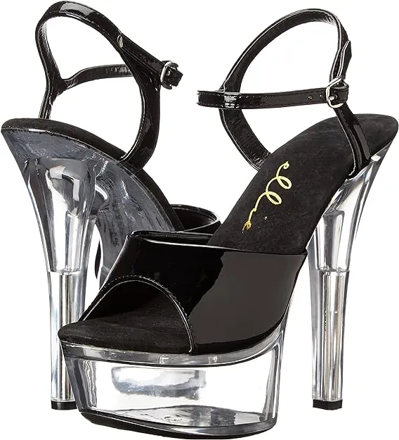 Juliet-601-C Patent/Clear 6" Heel Sandals