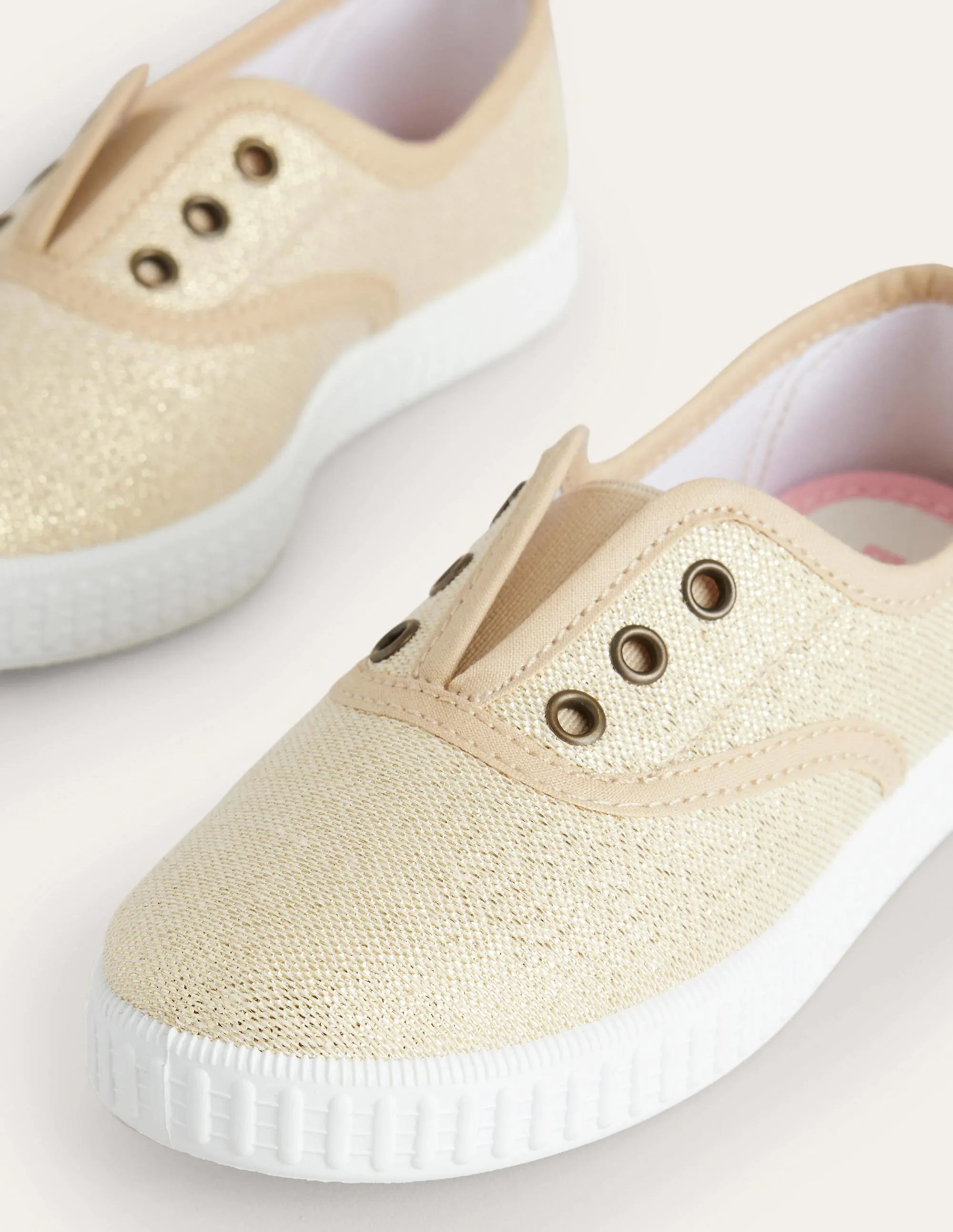 Laceless Canvas Pull-ons-Gold