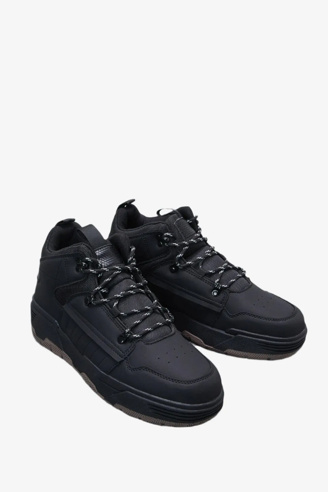 Men Black Material Block High-top Sneakers