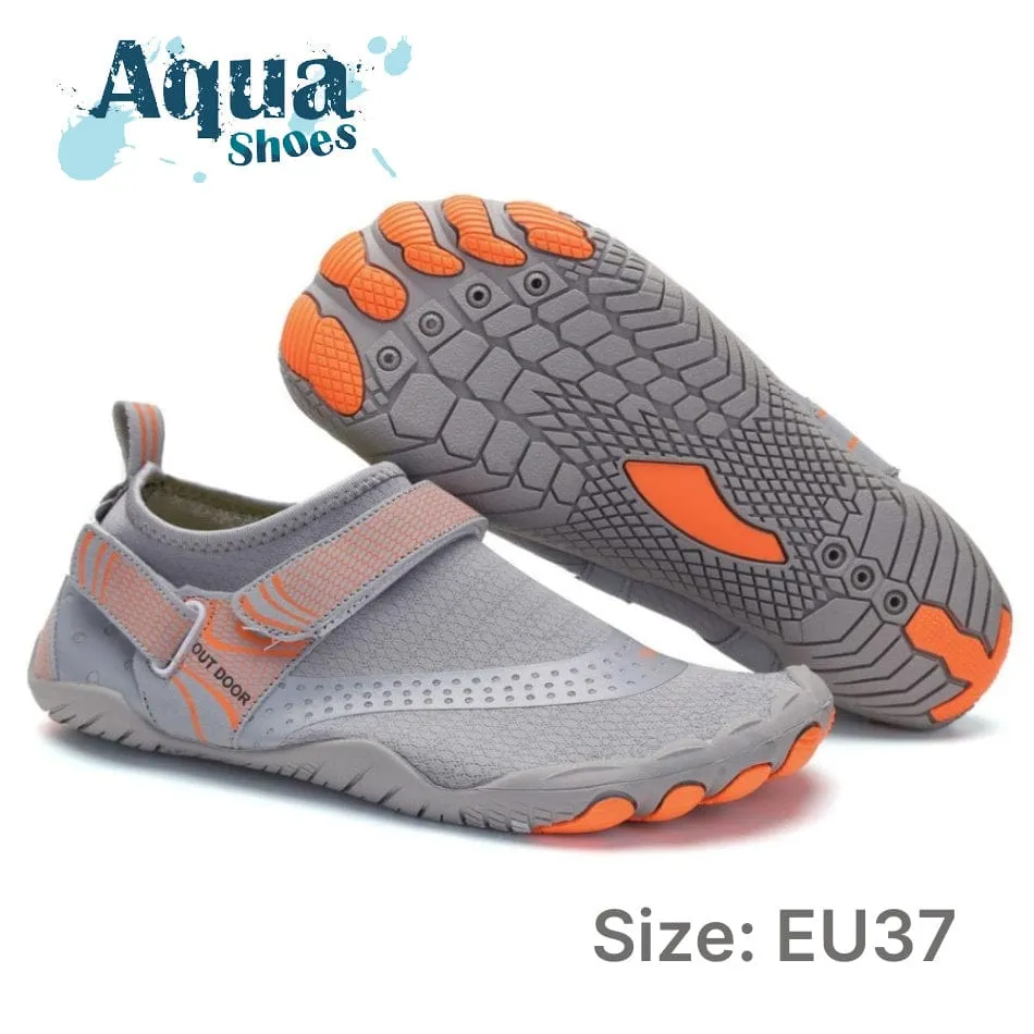 Men Women Water Shoes Barefoot Quick Dry Aqua Shoes - Grey Size EU37 = US4