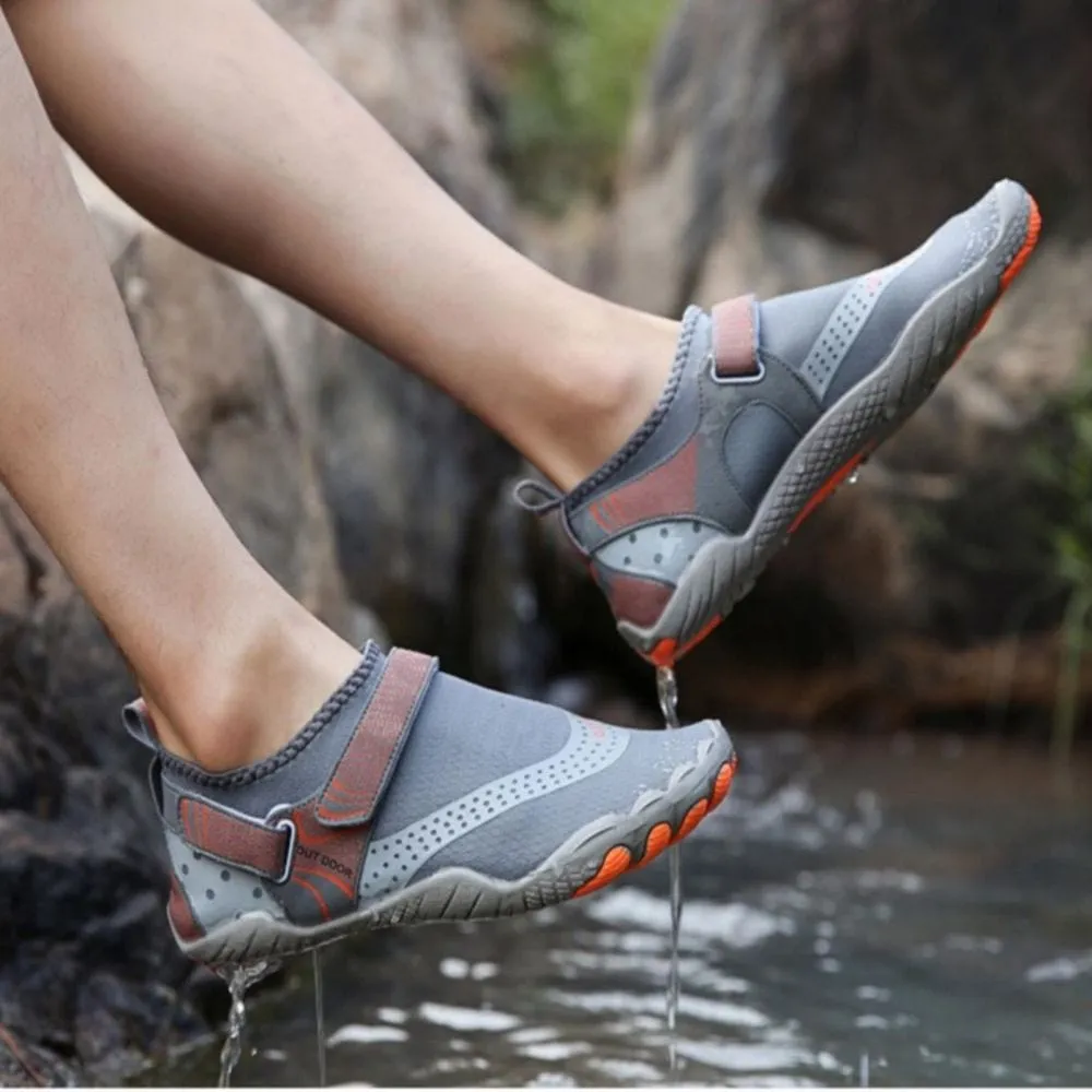 Men Women Water Shoes Barefoot Quick Dry Aqua Shoes - Grey Size EU38 = US5