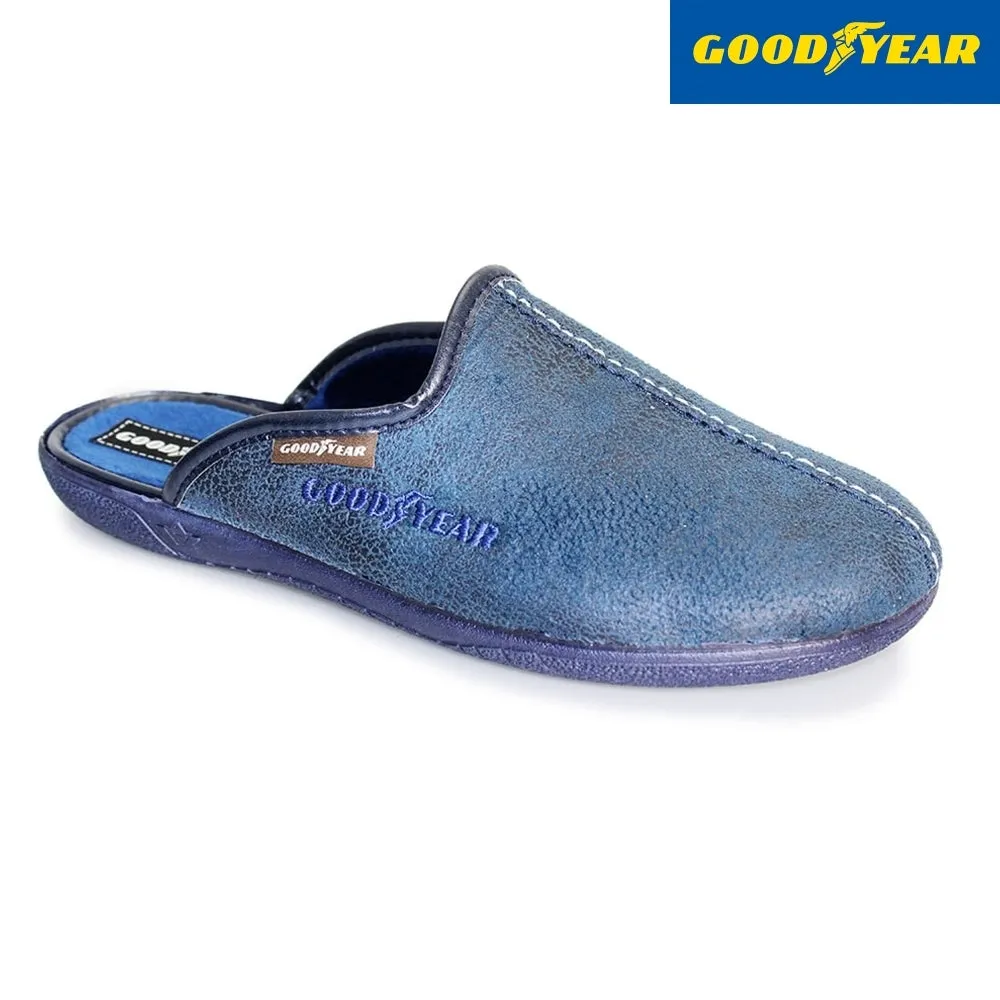 Mens Bedroom Slippers Navy Mule Goodyear Tees Slip On