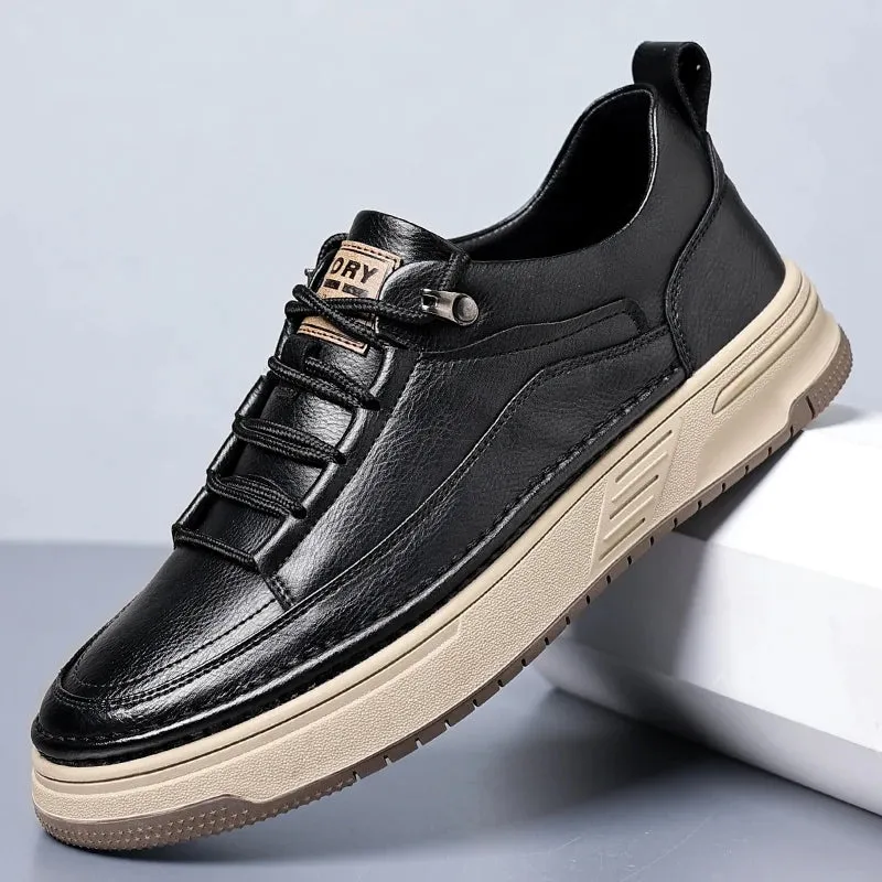 Men's Casual Leather Flats Sneakers