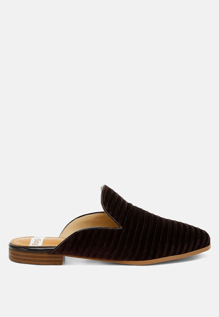 Ouzini Velvet Textured Slip On Mules