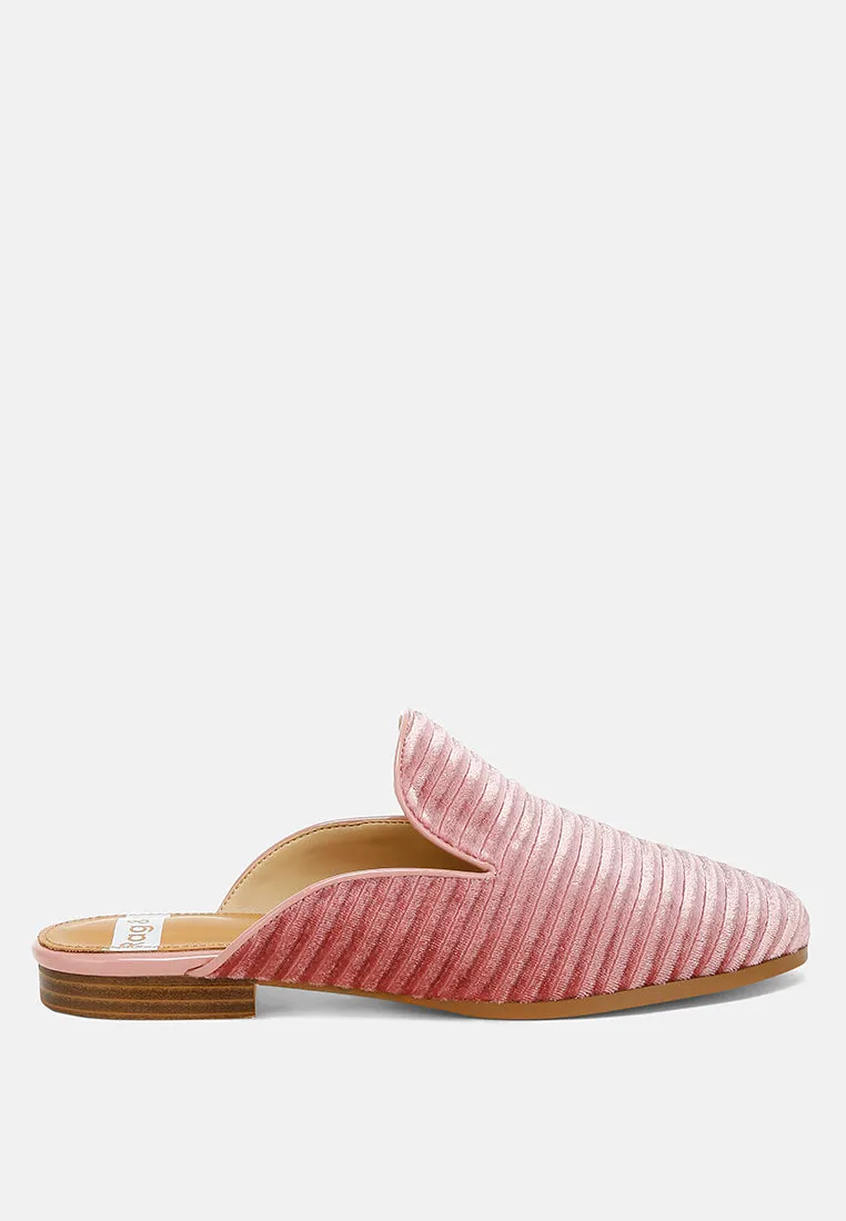 Ouzini Velvet Textured Slip On Mules