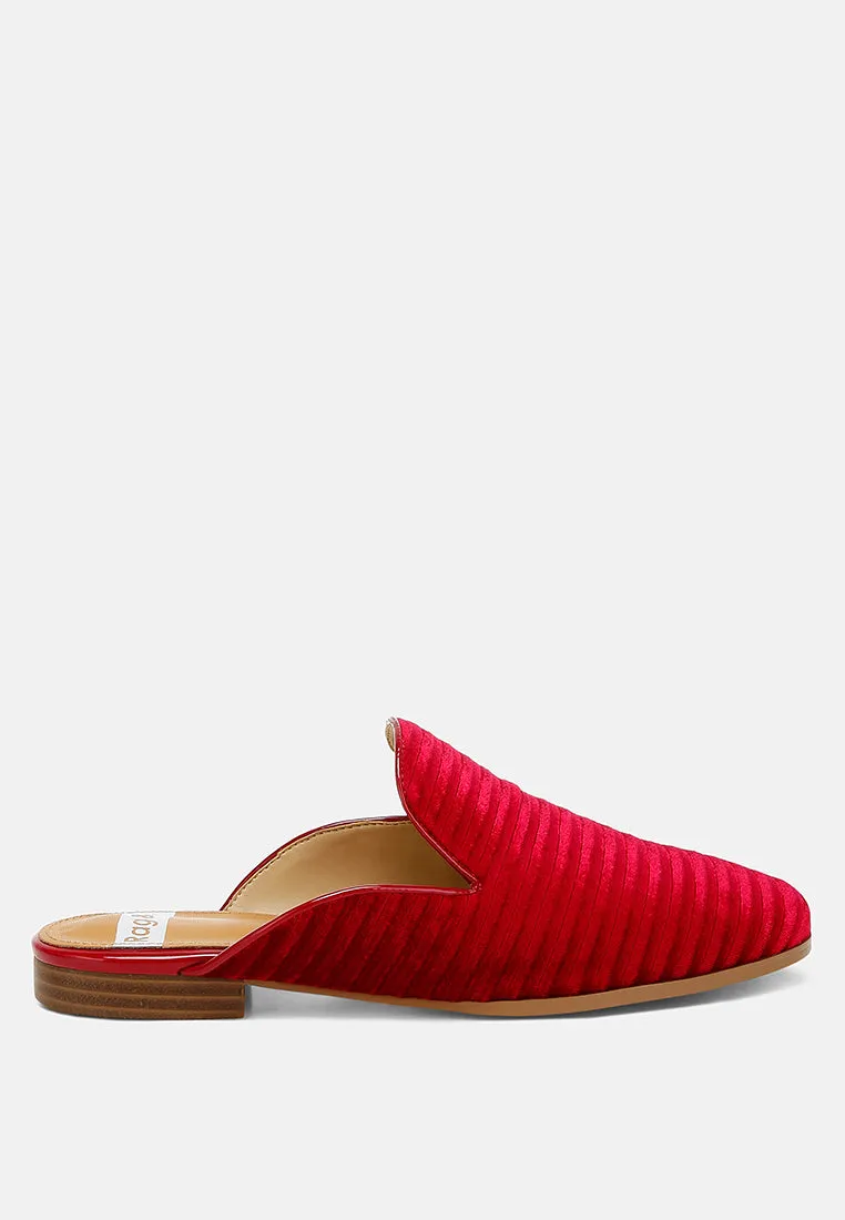 Ouzini Velvet Textured Slip On Mules