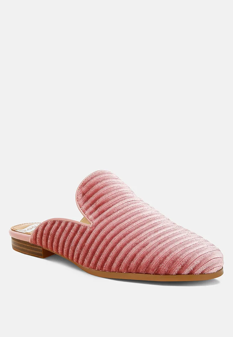 Ouzini Velvet Textured Slip On Mules